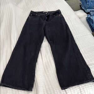 Levi's Ribcage Black Flare Wide-Leg Jeans